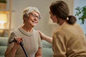 happy patient and caregiver